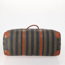 FENDI Pecan Canvas Boston Bag PVC 2way Black Brown Auth 182068-5