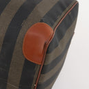 FENDI Pecan Canvas Boston Bag PVC 2way Black Brown Auth 182068-17