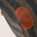 FENDI Pecan Canvas Boston Bag PVC 2way Black Brown Auth 182068-18