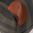 FENDI Pecan Canvas Boston Bag PVC 2way Black Brown Auth 182068-20