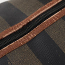 FENDI Pecan Canvas Boston Bag PVC 2way Black Brown Auth 182068-22