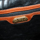 FENDI Pecan Canvas Boston Bag PVC 2way Black Brown Auth 182068-25