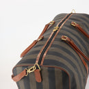 FENDI Pecan Canvas Boston Bag PVC 2way Black Brown Auth 182068-14
