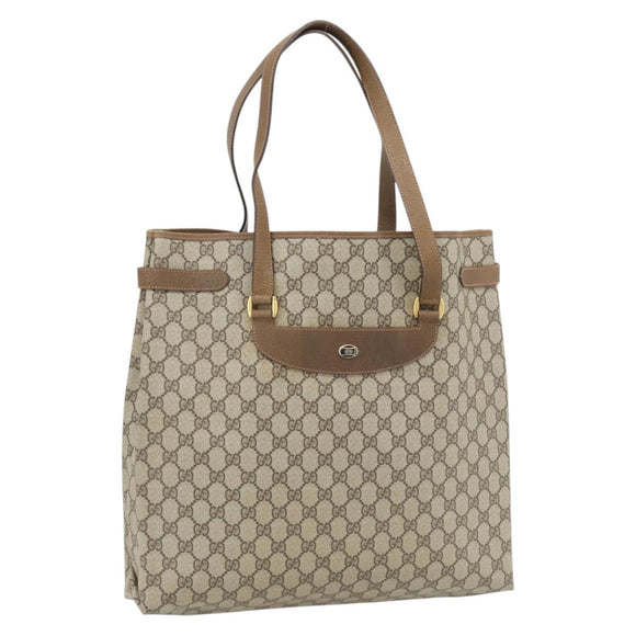 GUCCI GG Supreme Tote Bag PVC Beige Gold 39 02 061 Auth 182069