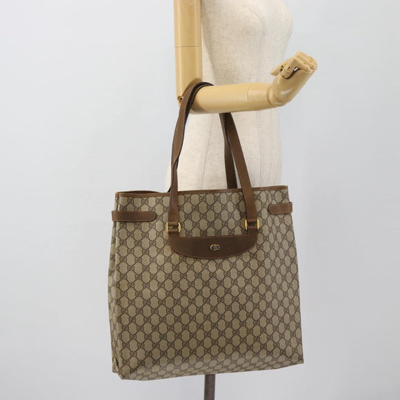 GUCCI GG Supreme Tote Bag PVC Beige Gold 39 02 061 Auth 182069