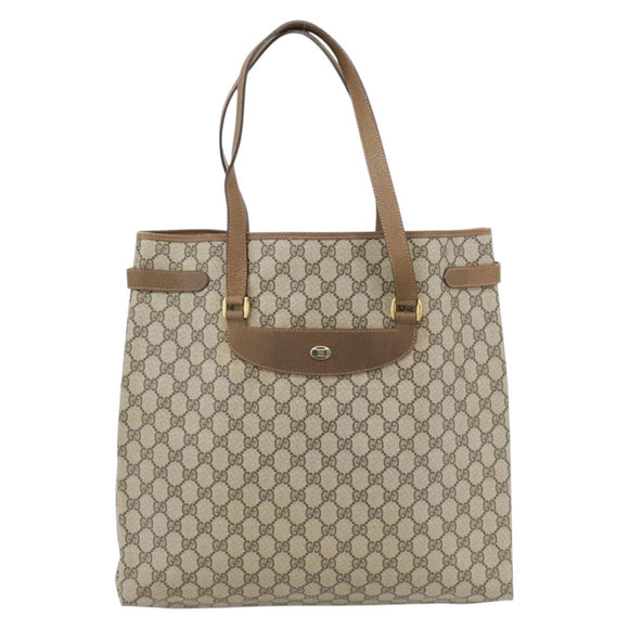 GUCCI GG Supreme Tote Bag PVC Beige Gold 39 02 061 Auth 182069