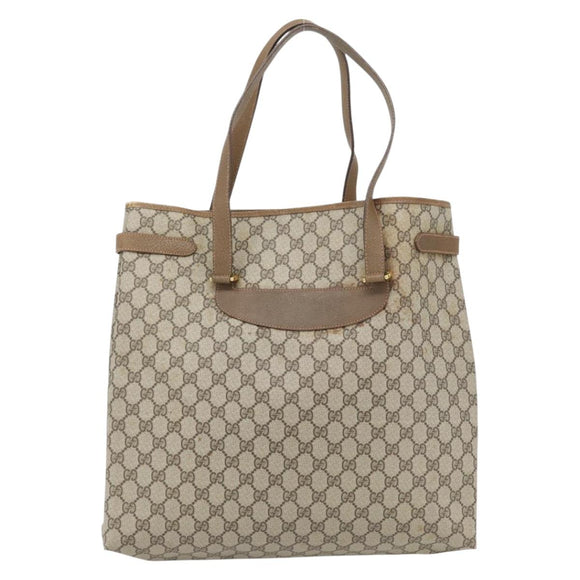 GUCCI GG Supreme Tote Bag PVC Beige Gold 39 02 061 Auth 182069