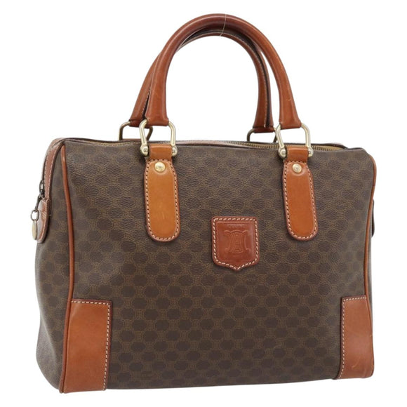 CELINE Macadam Canvas Hand Bag PVC Leather Brown Gold Auth 182072A