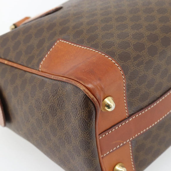 CELINE Macadam Canvas Hand Bag PVC Leather Brown Gold Auth 182072A