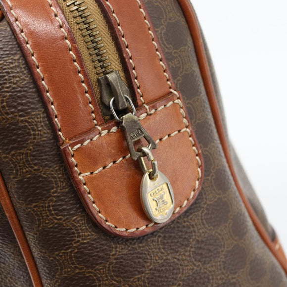 CELINE Macadam Canvas Hand Bag PVC Leather Brown Gold Auth 182072A
