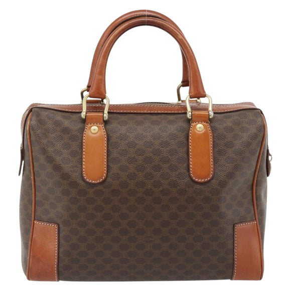 CELINE Macadam Canvas Hand Bag PVC Leather Brown Gold Auth 182072A