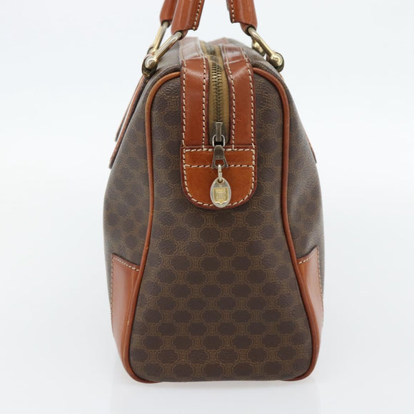CELINE Macadam Canvas Hand Bag PVC Leather Brown Gold Auth 182072A