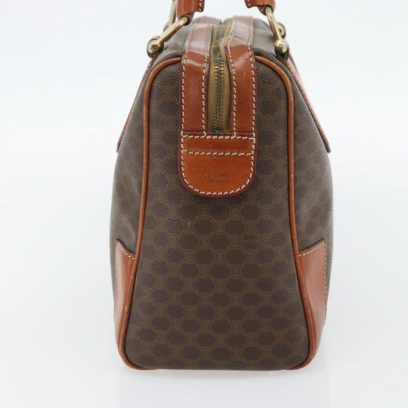 CELINE Macadam Canvas Hand Bag PVC Leather Brown Gold Auth 182072A