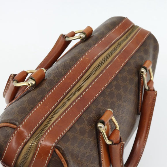 CELINE Macadam Canvas Hand Bag PVC Leather Brown Gold Auth 182072A