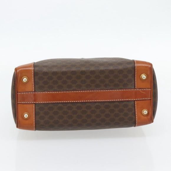 CELINE Macadam Canvas Hand Bag PVC Leather Brown Gold Auth 182072A