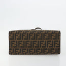 FENDI Zucca Canvas Mamma Baguette Tote Bag Black Brown Auth 182074-11
