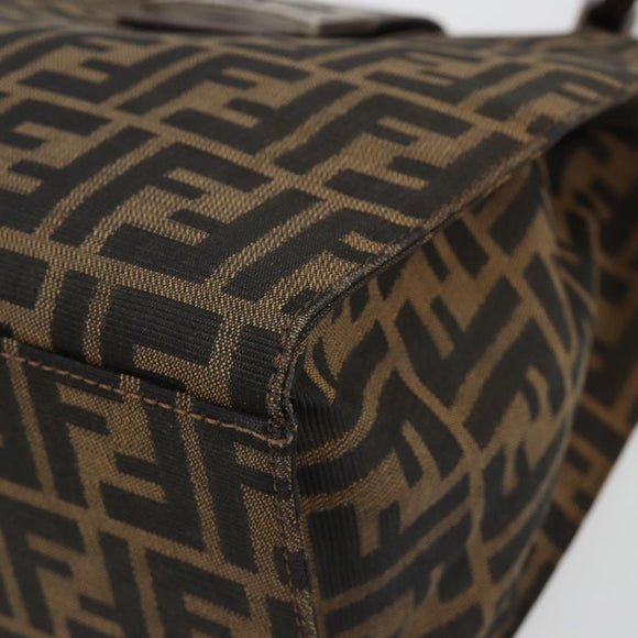 FENDI Zucca Canvas Mamma Baguette Tote Bag Black Brown Auth 182074
