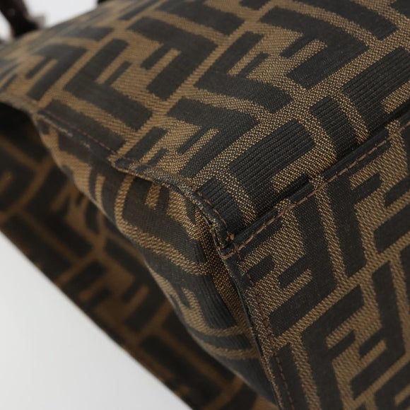 FENDI Zucca Canvas Mamma Baguette Tote Bag Black Brown Auth 182074
