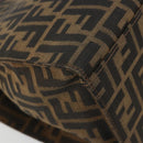 FENDI Zucca Canvas Mamma Baguette Tote Bag Black Brown Auth 182074-15