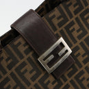 FENDI Zucca Canvas Mamma Baguette Tote Bag Black Brown Auth 182074-17