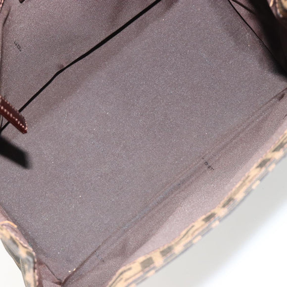 FENDI Zucca Canvas Mamma Baguette Tote Bag Black Brown Auth 182074