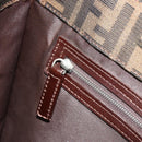 FENDI Zucca Canvas Mamma Baguette Tote Bag Black Brown Auth 182074-23