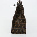 FENDI Zucca Canvas Mamma Baguette Tote Bag Black Brown Auth 182074-4
