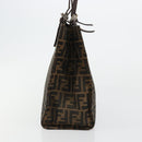 FENDI Zucca Canvas Mamma Baguette Tote Bag Black Brown Auth 182074-5