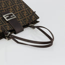 FENDI Zucca Canvas Mamma Baguette Tote Bag Black Brown Auth 182074-7