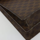 CELINE Macadam Canvas Hand Bag PVC Leather Brown Gold Auth 182076-11