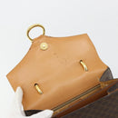 CELINE Macadam Canvas Hand Bag PVC Leather Brown Gold Auth 182076-15