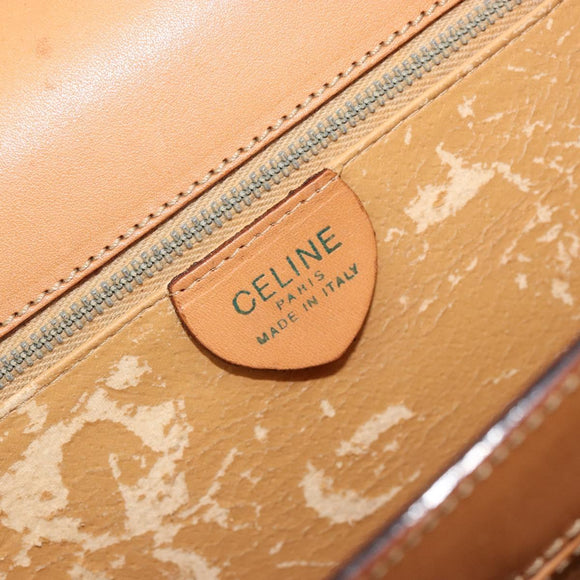 CELINE Macadam Canvas Hand Bag PVC Leather Brown Gold Auth 182076