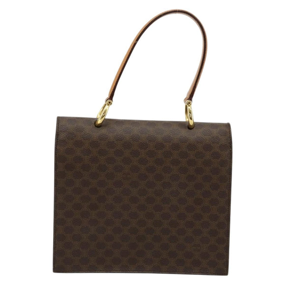 CELINE Macadam Canvas Hand Bag PVC Leather Brown Gold Auth 182076