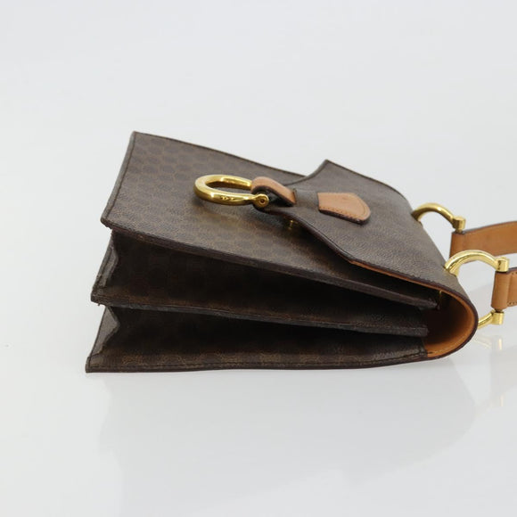 CELINE Macadam Canvas Hand Bag PVC Leather Brown Gold Auth 182076