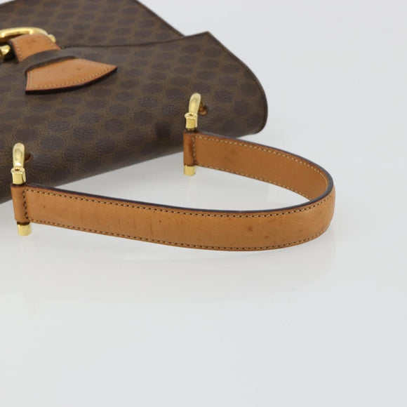 CELINE Macadam Canvas Hand Bag PVC Leather Brown Gold Auth 182076