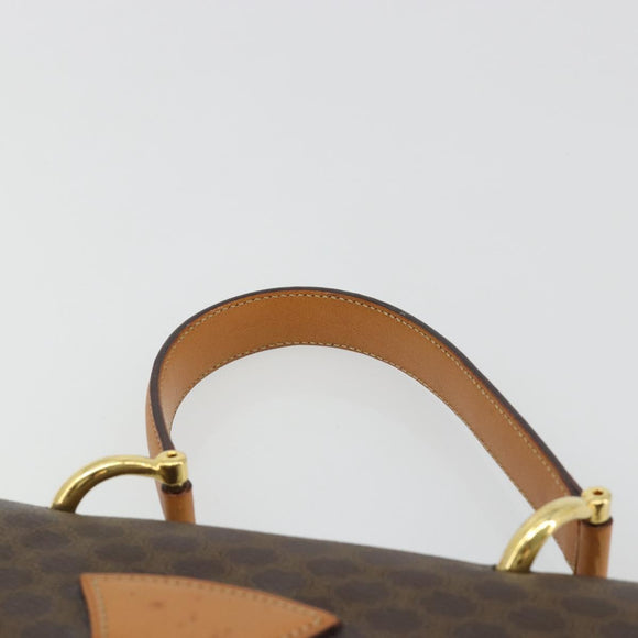 CELINE Macadam Canvas Hand Bag PVC Leather Brown Gold Auth 182076