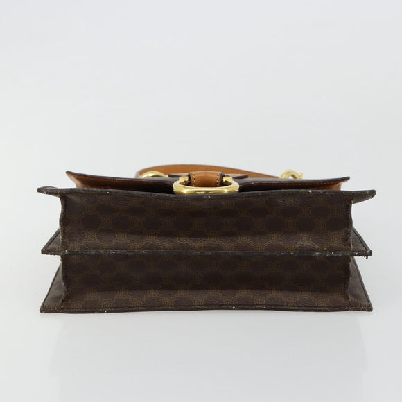 CELINE Macadam Canvas Hand Bag PVC Leather Brown Gold Auth 182076