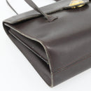 Christian Dior Hand Bag Leather Brown Gold Auth 182077-11