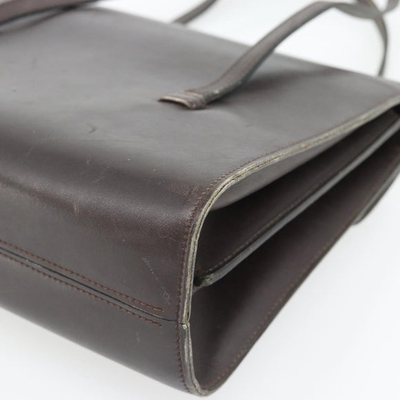 Christian Dior Hand Bag Leather Brown Gold Auth 182077