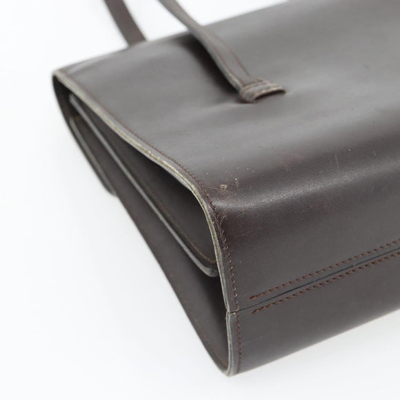 Christian Dior Hand Bag Leather Brown Gold Auth 182077