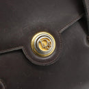 Christian Dior Hand Bag Leather Brown Gold Auth 182077-14