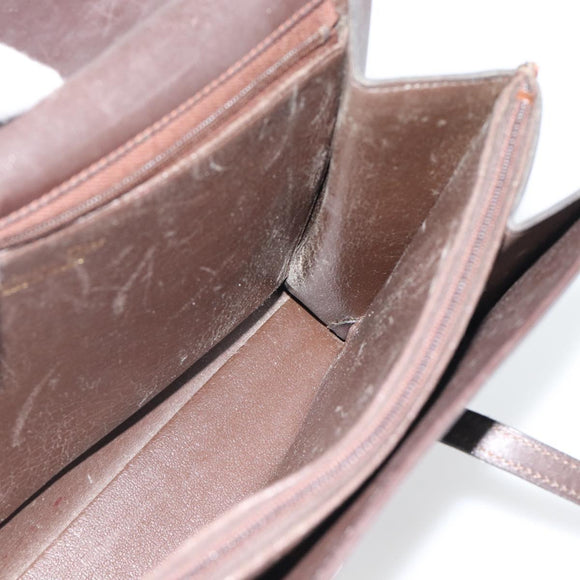Christian Dior Hand Bag Leather Brown Gold Auth 182077