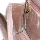 Christian Dior Hand Bag Leather Brown Gold Auth 182077-18