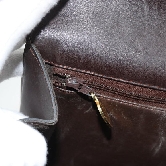Christian Dior Hand Bag Leather Brown Gold Auth 182077
