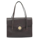 Christian Dior Hand Bag Leather Brown Gold Auth 182077-2