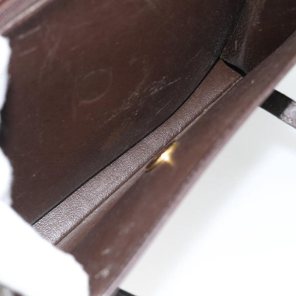 Christian Dior Hand Bag Leather Brown Gold Auth 182077