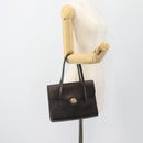 Christian Dior Hand Bag Leather Brown Gold Auth 182077-24