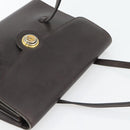 Christian Dior Hand Bag Leather Brown Gold Auth 182077-6