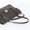 Christian Dior Hand Bag Leather Brown Gold Auth 182077-7