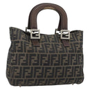 FENDI Zucca Canvas Hand Bag Black Brown Auth 182079-1